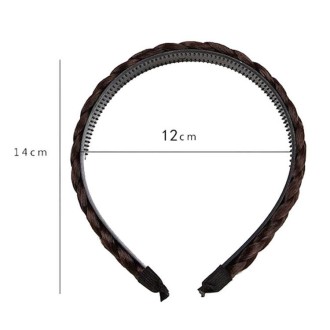 Wide-Brimmed Twisted Braid Hoops Wig Non-Slip Hair Accessories, Color: 1.8cm-Double Natural Black