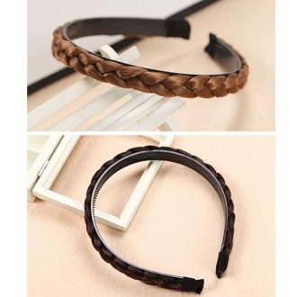 Wide-Brimmed Twisted Braid Hoops Wig Non-Slip Hair Accessories, Color: 1.8cm-Double Natural Black