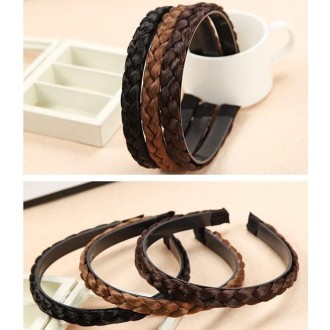 Wide-Brimmed Twisted Braid Hoops Wig Non-Slip Hair Accessories, Color: 1.8cm-Double Natural Black