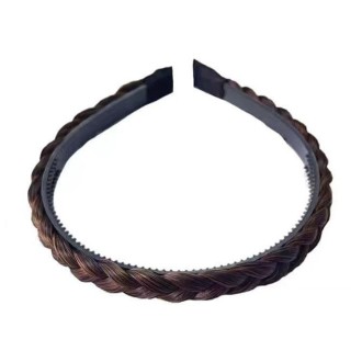 Wide-Brimmed Twisted Braid Hoops Wig Non-Slip Hair Accessories, Color: 1.5cm-Deep Brown