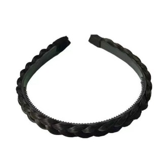 Wide-Brimmed Twisted Braid Hoops Wig Non-Slip Hair Accessories, Color: 1.5cm-Natural Black