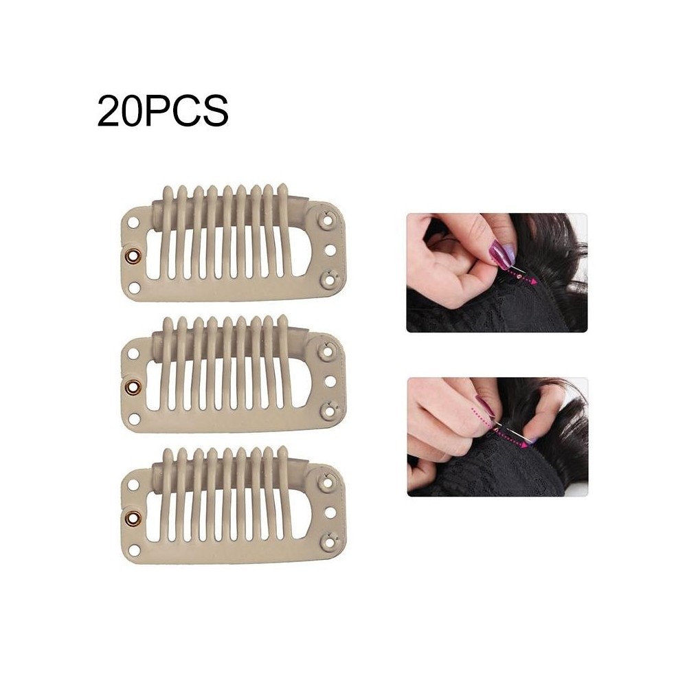 20 PCS 32mm 9-teeth Hair Extension Clips Snap Metal Clips With Silicone Back(Blonde)