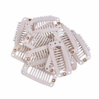 20 PCS 32mm 9-teeth Hair Extension Clips Snap Metal Clips With Silicone Back(Blonde)