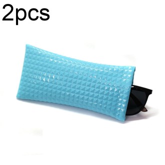 D8649-240 2pcs PU Leather Bullet Portable Waterproof Glasses Storage Bag, Color: Light Blue