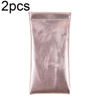 D8649-240 2pcs PU Leather Bullet Portable Waterproof Glasses Storage Bag, Color: Cross Rose Gold