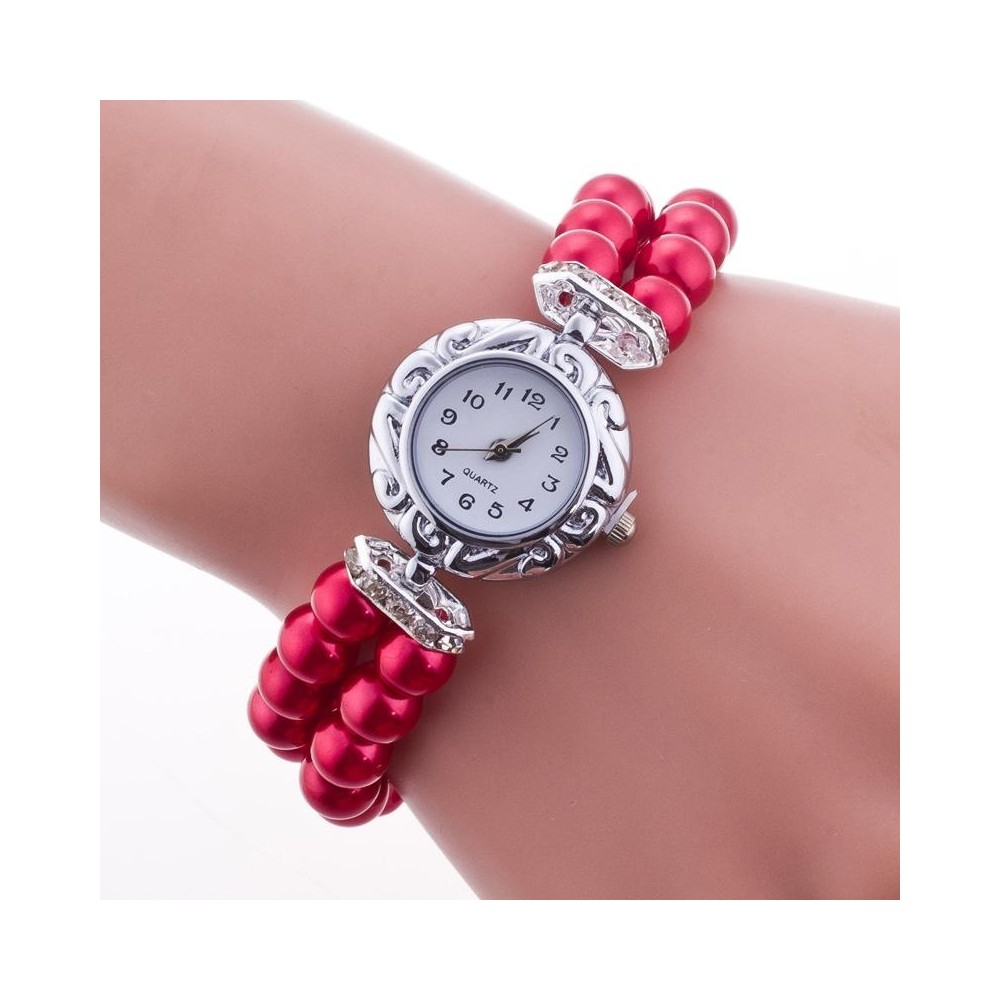 DENTON SIDPEGA Women Pearl Quartz Bracelet Watch(Red)