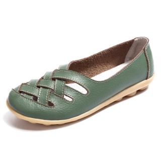 Hollow Woven Casual Nurse Shoes Cover Foot Peas Shoes for Women (Color:Green Size:36)