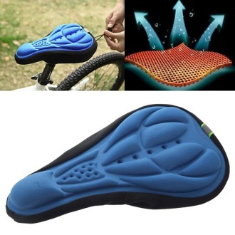 3D Silicone Lycra Nylon & Gel Pad Bicycle Seat Saddle Cover, Soft Cushion Fits for Kinds of Bikes(Blue)