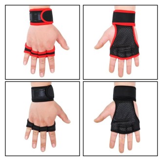 M Weightlifting Dumbbell Horizontal Bar Anti-cocoon Anti-slip Wrist Fitness Four-finger Gloves(Black)