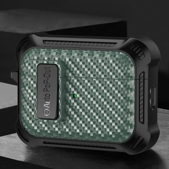 For AirPods Pro 2 Alpha Carbon Fiber Wireless Bluetooth Earphone Protective Case(Green)