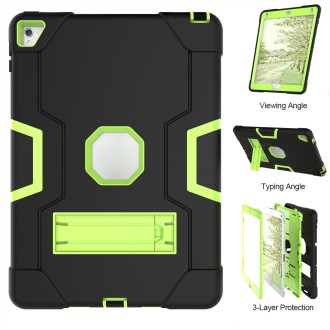 Contrast Color Robot Silicone + PC Tablet Case For iPad 6 / iPad Pro 9.7 2016(Black Yellow Green)