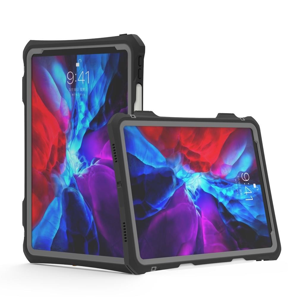 For iPad Pro 11 inch (2020) RedPepper Shockproof Waterproof PC + TPU Protective Tablet Case with Lanyard & Pen Tray & Holder(Bla