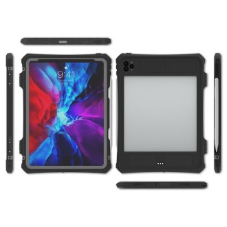 For iPad Pro 11 inch (2020) RedPepper Shockproof Waterproof PC + TPU Protective Tablet Case with Lanyard & Pen Tray & Holder(Bla