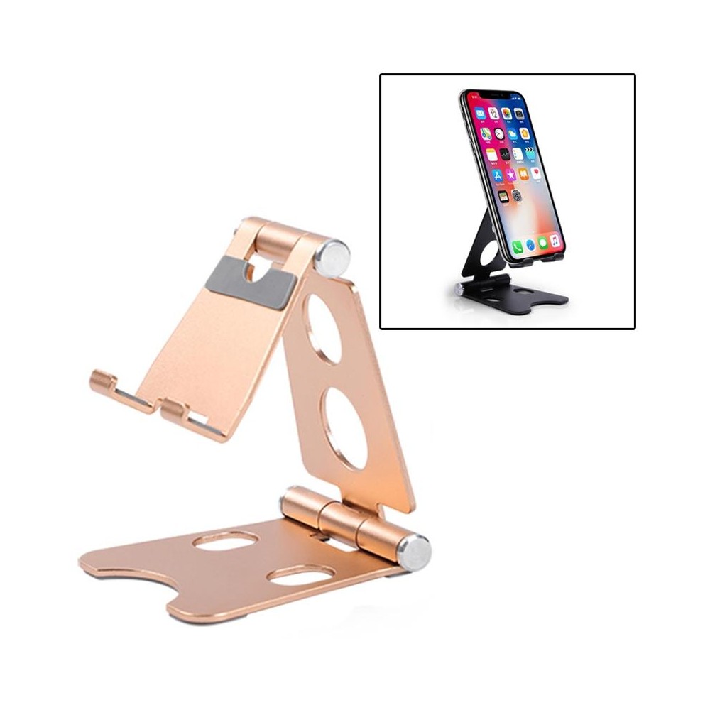 ROOSTAND R2 Aluminum Alloy Mobile Desktop Tablet Bracket Double Folding Lazy Artifact, Size: 6.4x7x9cm(Champagne Gold)