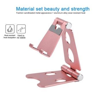 ROOSTAND R2 Aluminum Alloy Mobile Desktop Tablet Bracket Double Folding Lazy Artifact, Size: 6.4x7x9cm(Champagne Gold)