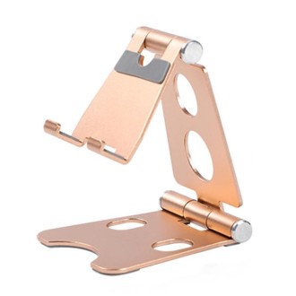 ROOSTAND R2 Aluminum Alloy Mobile Desktop Tablet Bracket Double Folding Lazy Artifact, Size: 6.4x7x9cm(Champagne Gold)