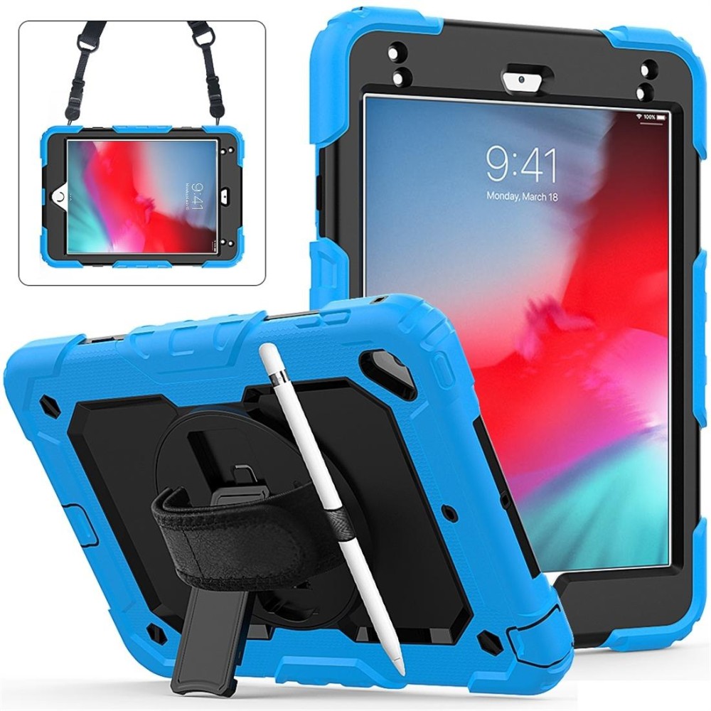 Shockproof Colorful Silica Gel + PC Protective Case for iPad Mini 2019 / Mini 4, with Holder & Shoulder Strap & Hand Strap & Pen