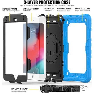 Shockproof Colorful Silica Gel + PC Protective Case for iPad Mini 2019 / Mini 4, with Holder & Shoulder Strap & Hand Strap & Pen