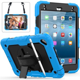 Shockproof Colorful Silica Gel + PC Protective Case for iPad Mini 2019 / Mini 4, with Holder & Shoulder Strap & Hand Strap & Pen