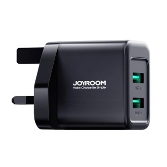 JOYROOM JR-TCN01 2.4A Dual Ports USB Charger, Plug:UK Plug(Black)