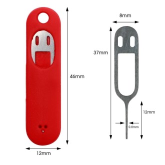 Eject Sim Card Tray Open Pins Needle Keychain Tool With Silicone Case(Red)