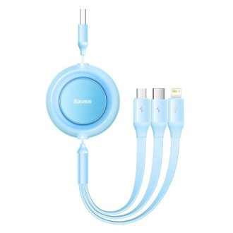 Baseus 3 in 1 USB to Type-C + 8 Pin + Micro USB Fast Charging Data Cable, Length: 1.1m(Sky Blue)