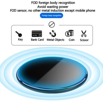 X8 15W QI Round Acrylic Mirror Wireless Charger(Black)