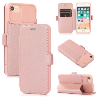 For iPhone SE 2022 / SE 2020 / 8 / 7 Push Window Double Buckle PU + Silicone Horizontal Flip Leather Case with Holder & Card Slo