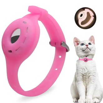 Pet Luminous Collar Locator Cover for Airtag, Specification: L(Luminous Pink)