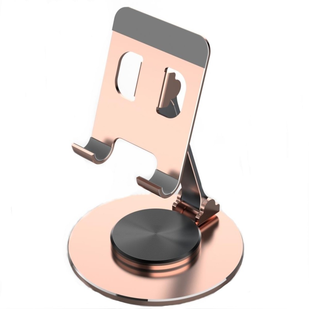 019 360 Degree Rotation Aluminum Alloy Desktop Phone Tablet Holder(Rose Gold)