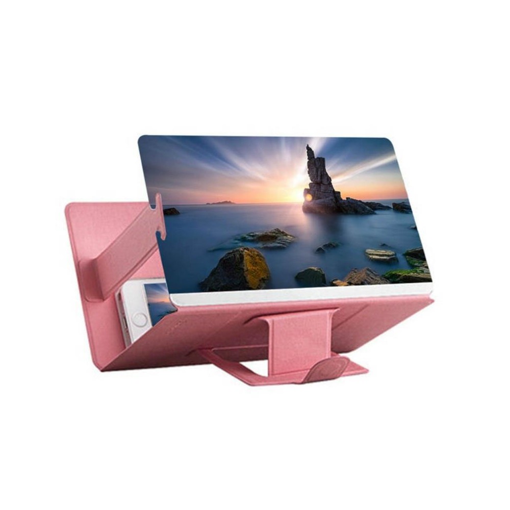 8 inch Universal Mobile Phone 3D Screen Amplifier HD Video Magnifying Glass Stand Bracket Holder(Pink)