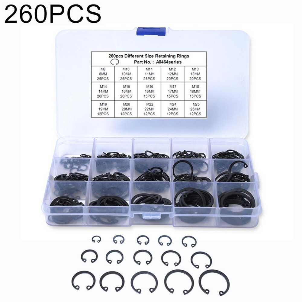 260 PCS Car C Shape Circlip Snap Ring Assortment Retaining Rings