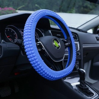 Corn Grain Non-slip Wear-resistant Silicone Car Steering Wheel Cover, Size: 38cm-46cm(Blue)