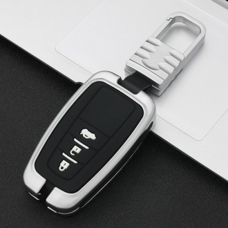 Car Luminous All-inclusive Zinc Alloy Key Protective Case Key Shell for Toyota C Style Smart 3-button (Silver)