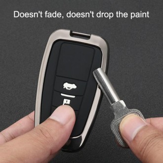 Car Luminous All-inclusive Zinc Alloy Key Protective Case Key Shell for Toyota C Style Smart 3-button (Silver)