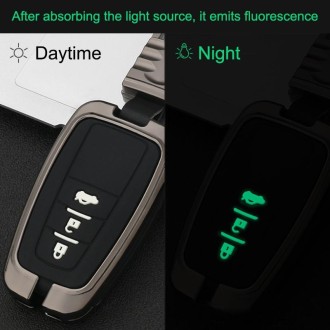 Car Luminous All-inclusive Zinc Alloy Key Protective Case Key Shell for Toyota C Style Smart 3-button (Silver)