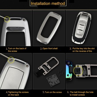 A Style Car Buckle Key Shell Zinc Alloy Car Key Shell Case Key Ring for Geely, Random Color Delivery