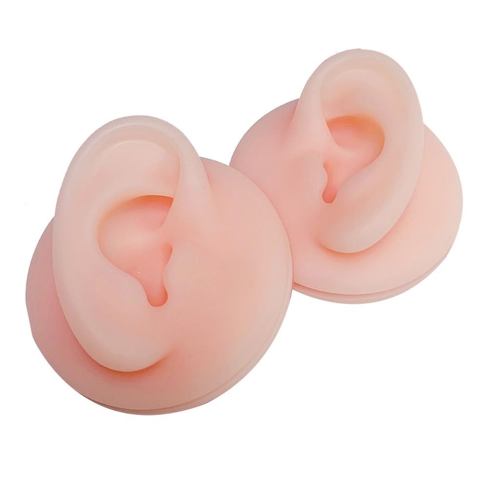 Soft Silicone Simulation Ear Model Practice Display Props, Style:Right Ear(Pink)