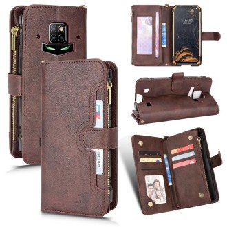 For Doogee S88 Pro / S88 Plus Litchi Texture Zipper Leather Phone Case(Brown)