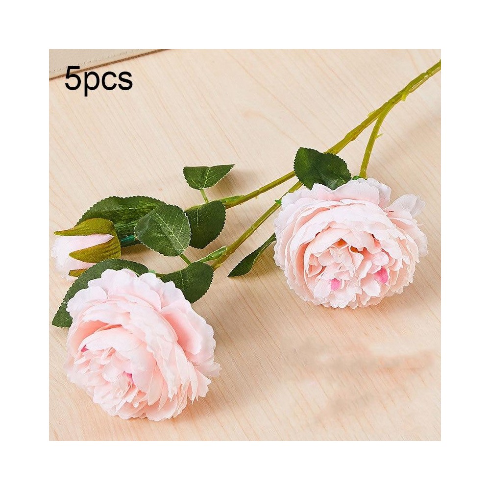 5pcs JC0055 Continental Core Flower Beam Wedding Simulation Flower Home Artificial Silk Flower(Peony Light Pink)