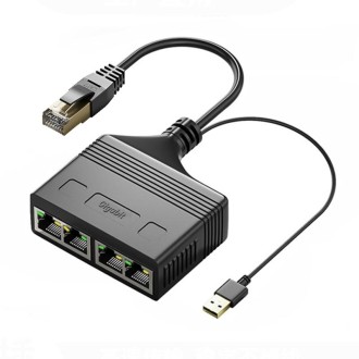 Male RJ45 4 in 1 Gigabit Network Splitter Cable Ethernet Network Coupler