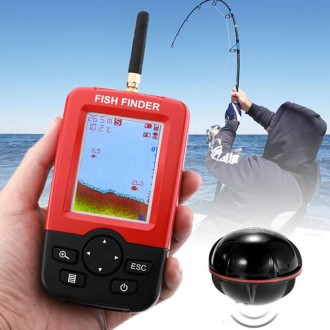 XJ-01 Wireless Fish Detector 125KHz Sonar Sensor 0.6-36m Depth Locator Fishes Finder with 2.4 inch LCD Screen & Antenna, Built-i