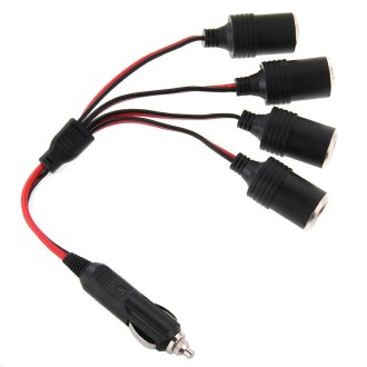 4 Plugs Cigarette Lighter Socket Extension Lead Adaptor Splitter