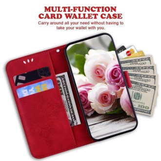 For Xiaomi Redmi Note 13 Pro 5G Butterfly Rose Embossed Leather Phone Case(Red)