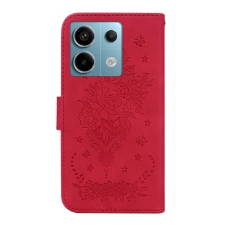 For Xiaomi Redmi Note 13 Pro 5G Butterfly Rose Embossed Leather Phone Case(Red)