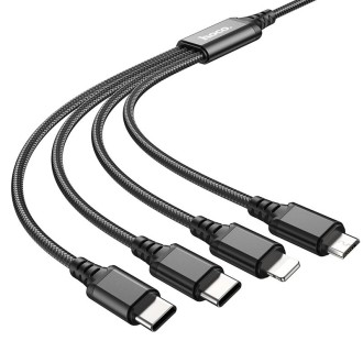 hoco X76 4 in 1 2A Dual USB-C/Type-C +8 Pin + Micro USB Super Charging Cable,Length: 1m(Black)