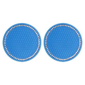 2 PCS Car Diamond Anti-skid Soft Rubber Water Cup Mat(Blue)