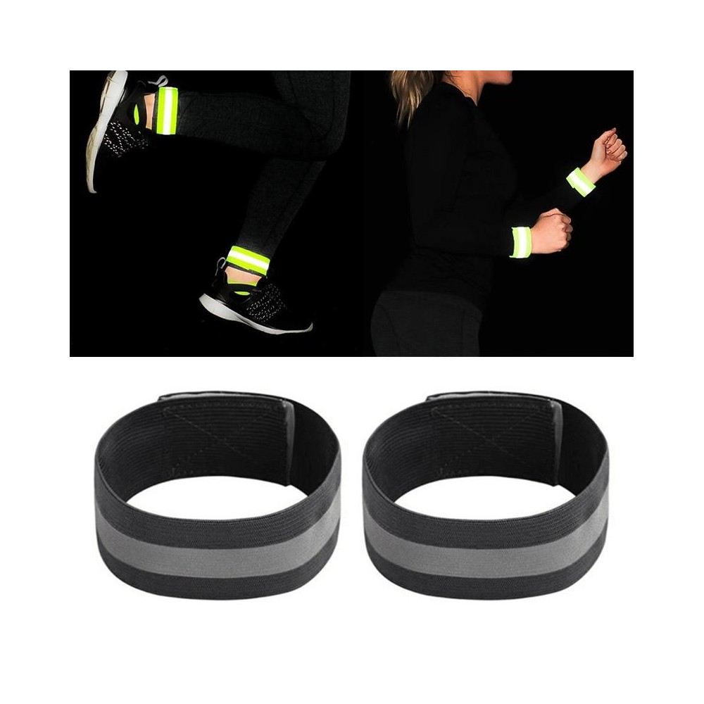 2pcs Reflective Band Outdoor Sports Running Cycling Night Warning Wrist Band(Black)