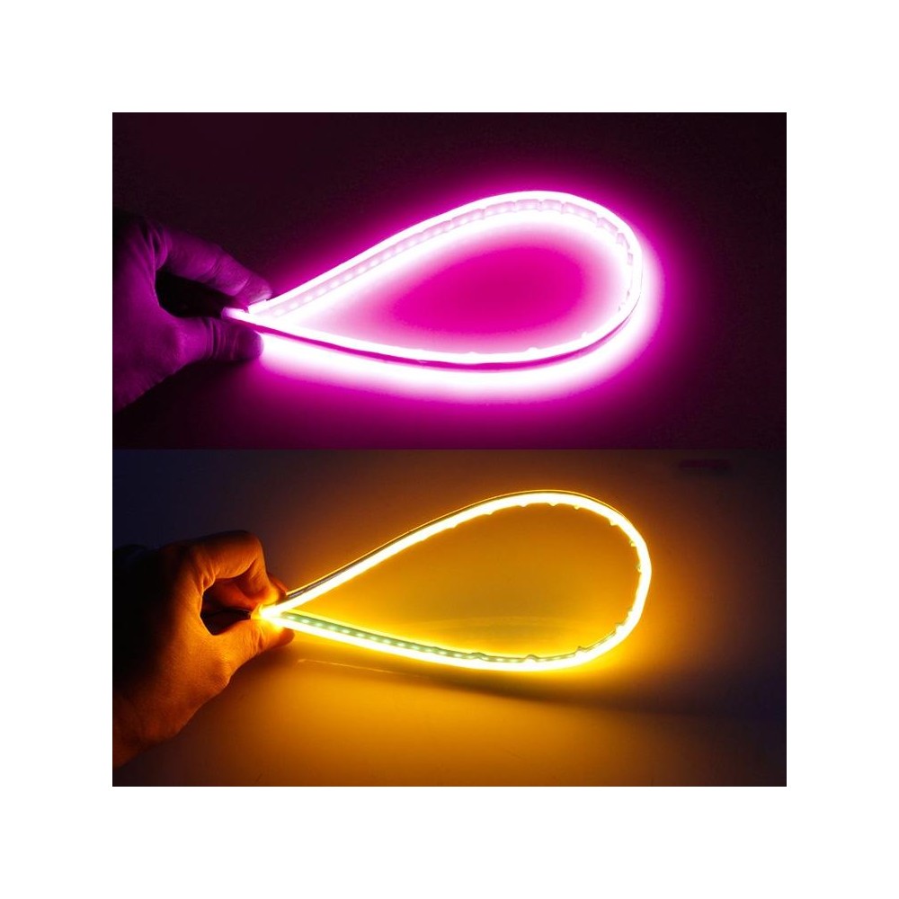 2 PCS 30cm DC12V 4.2W Ultra-thin Car Auto Double Colors Turn Lights / Running Lights, with LED SMD-2835 Lamp Beads (Turn Lights: