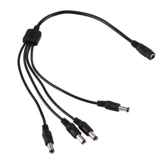 1 Female to 4 Male Plug 5.5 x 2.1mm DC Power Cable(Black)